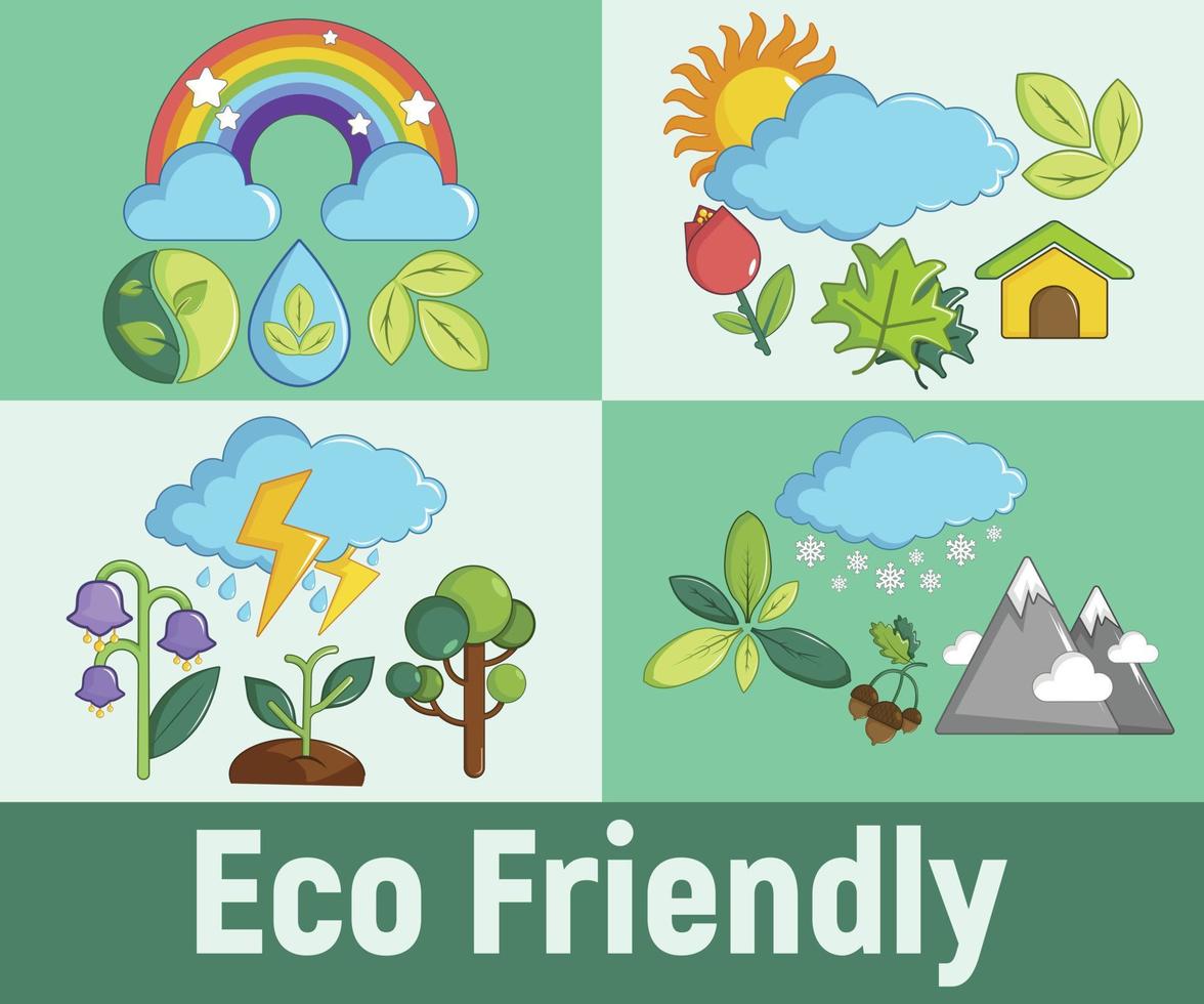 eco-vriendelijke conceptbanner, cartoonstijl vector