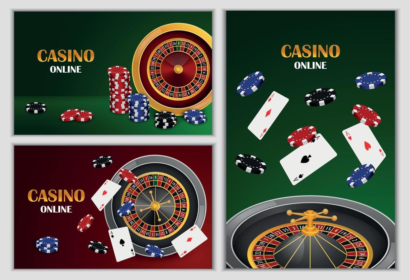 roulette wiel spel banner set, realistische stijl vector