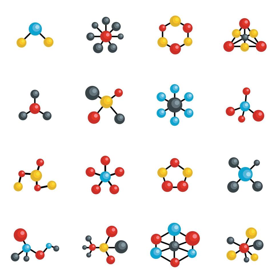 moleculaire structuur chemische pictogrammen instellen vector geïsoleerd