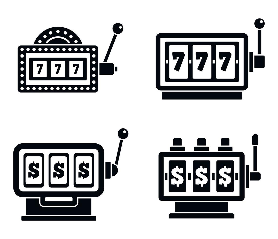 casino gokautomaat iconen set, eenvoudige stijl vector