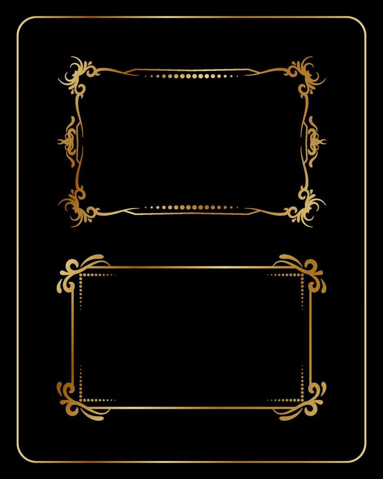 vintage frame, rechthoekige vorm in gouden kleur, ontwerp vector