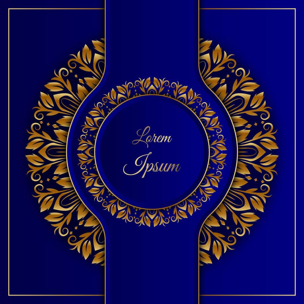 vectorachtergrond, met mandala, bloemendecoratie, blauw en goud vector