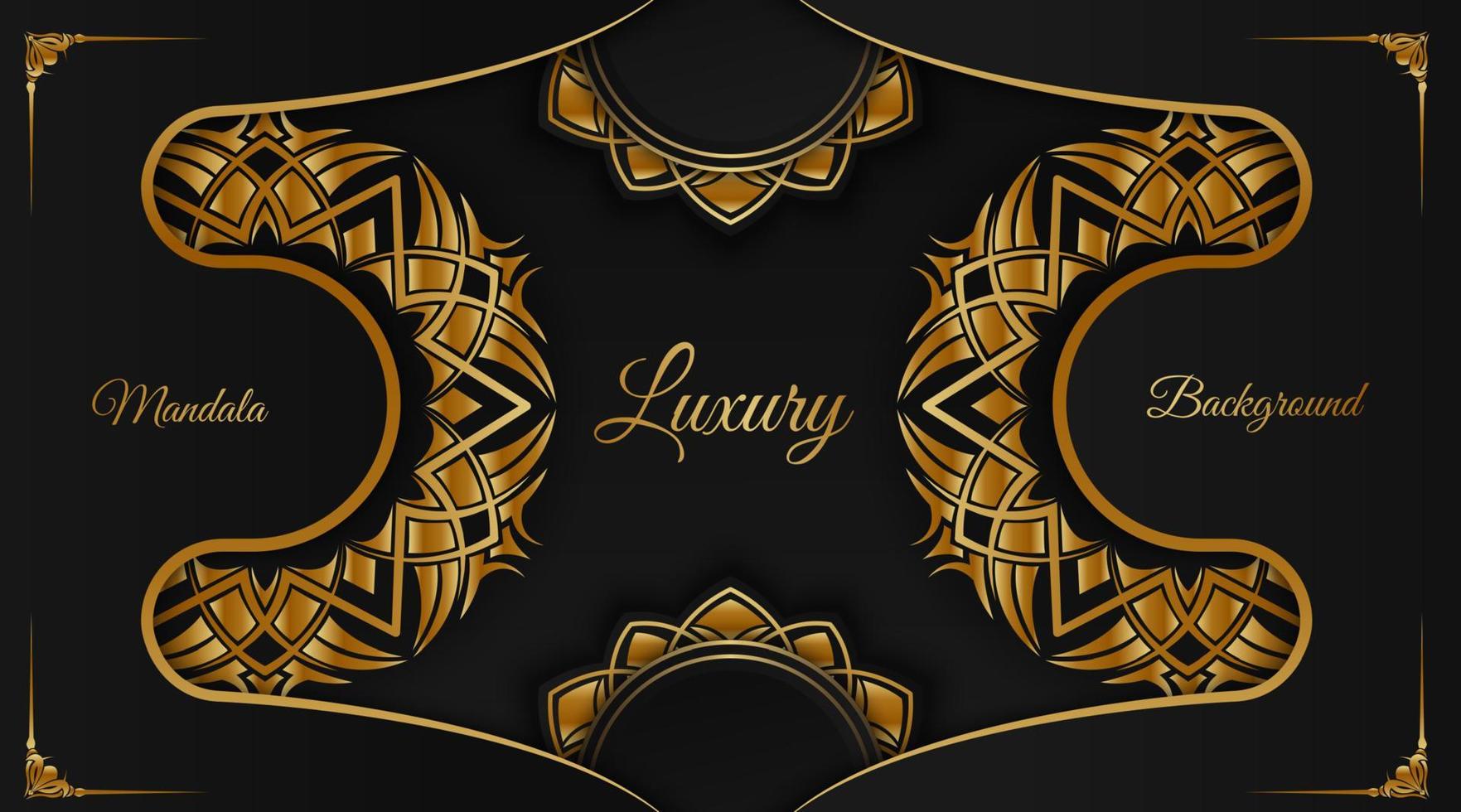 luxe achtergrond, met mandala-decoratie, zwart en goud vector