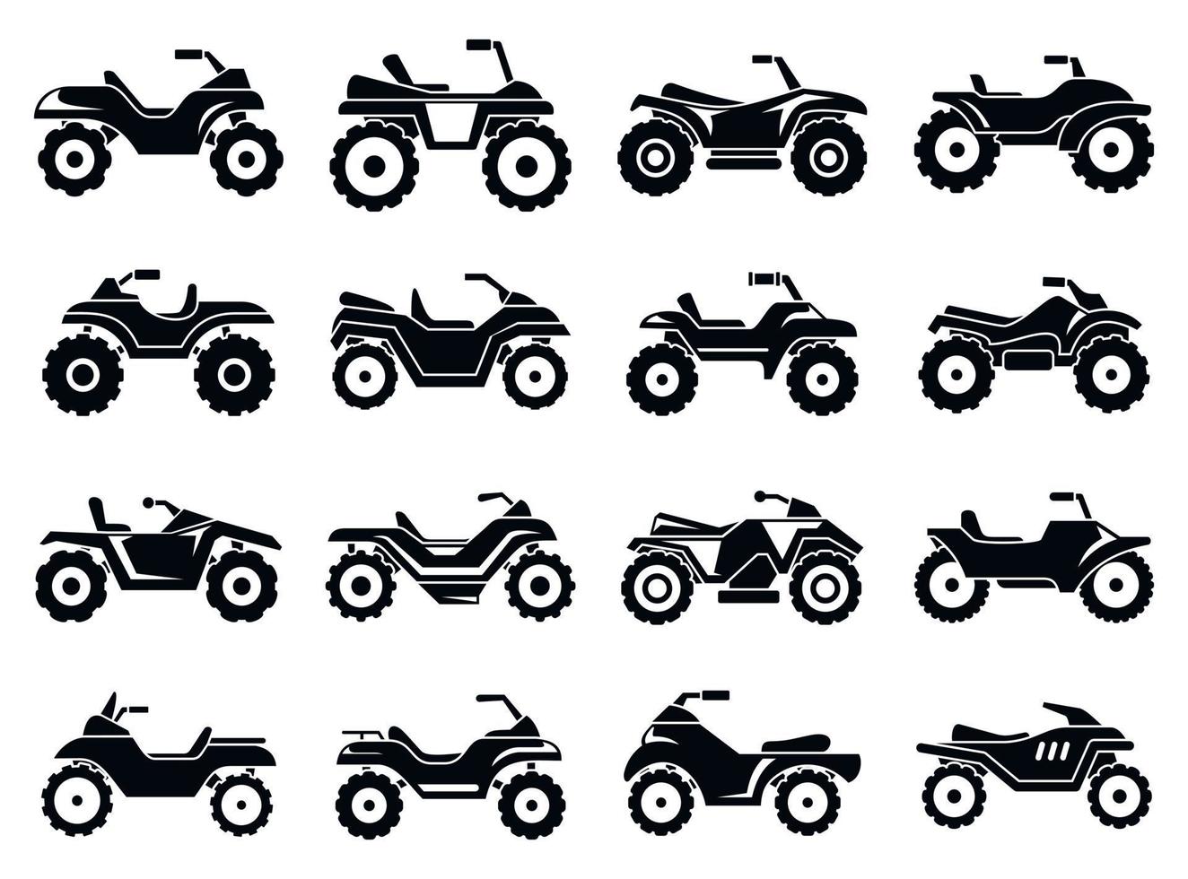 race quad iconen set, eenvoudige stijl vector