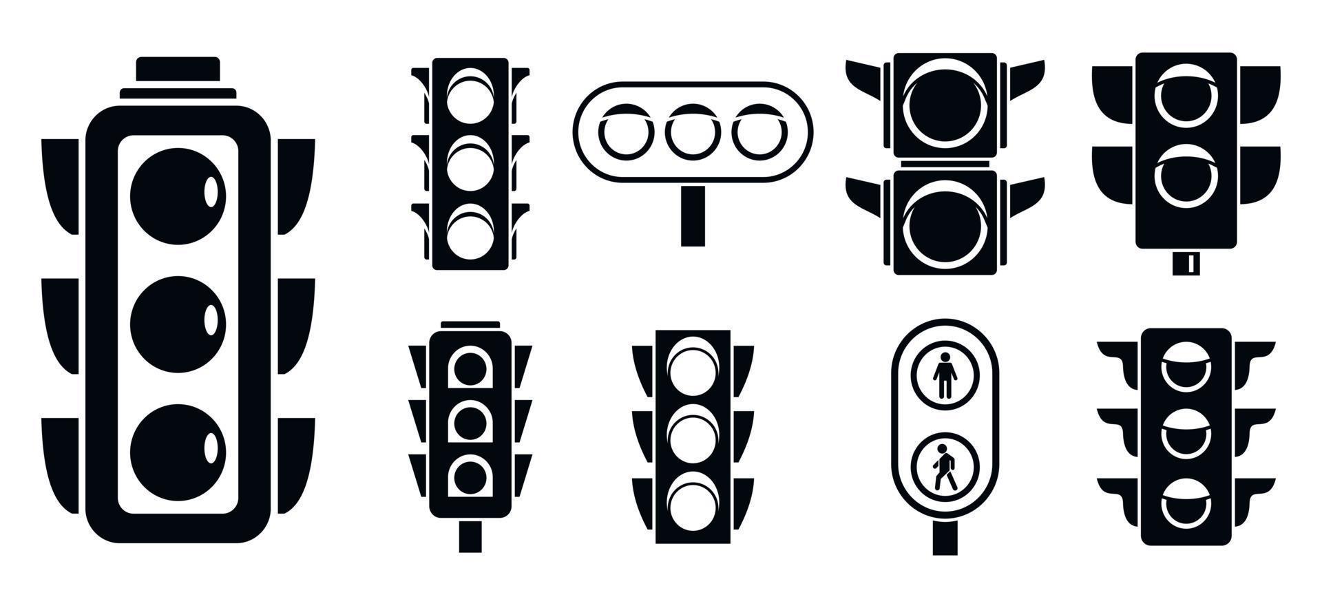 straat verkeerslichten pictogrammenset, eenvoudige stijl vector