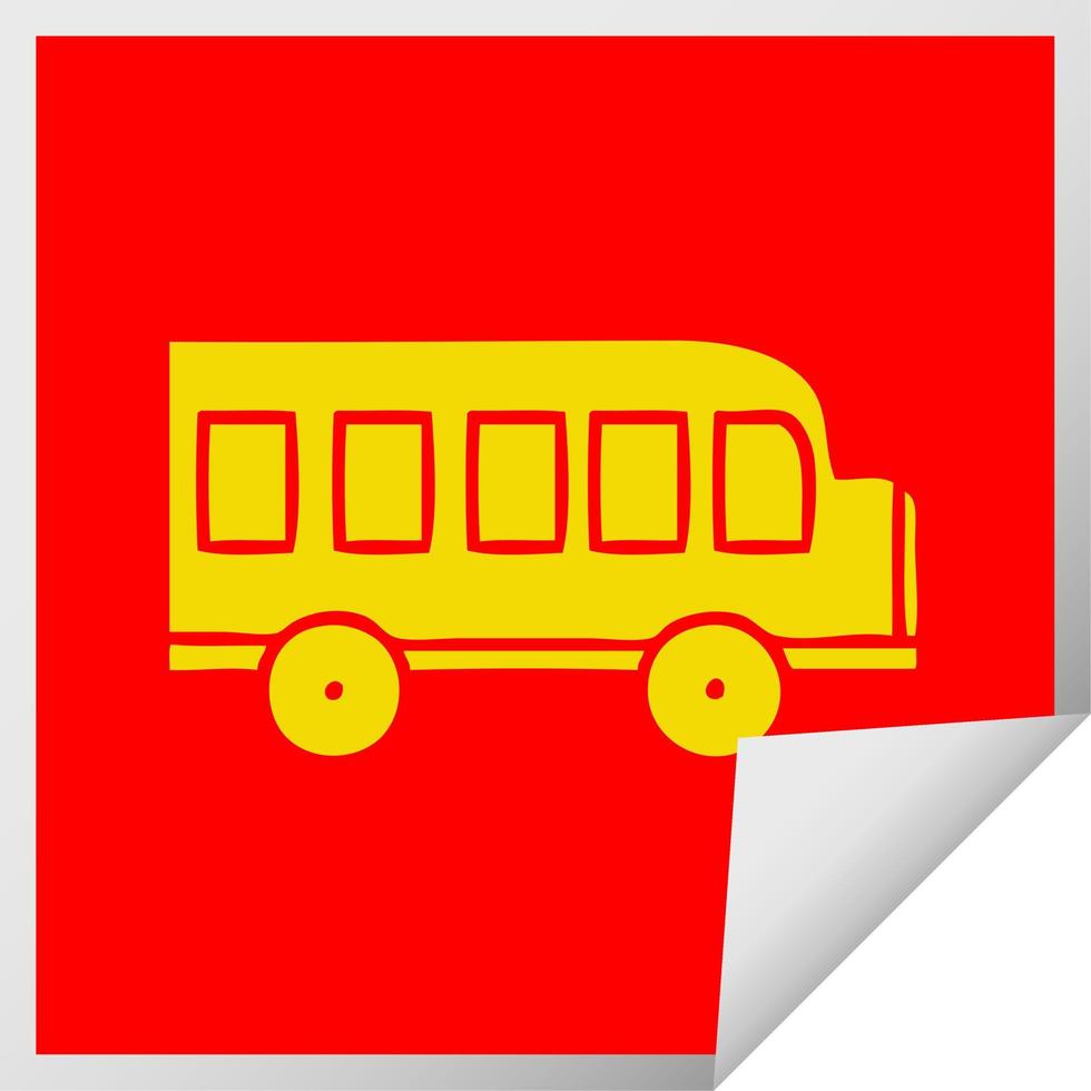 vierkante peeling sticker cartoon schoolbus vector