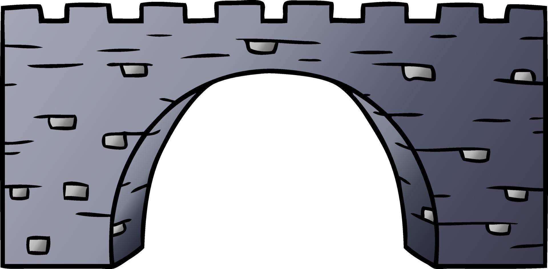 gradiënt cartoon doodle van een stenen brug vector