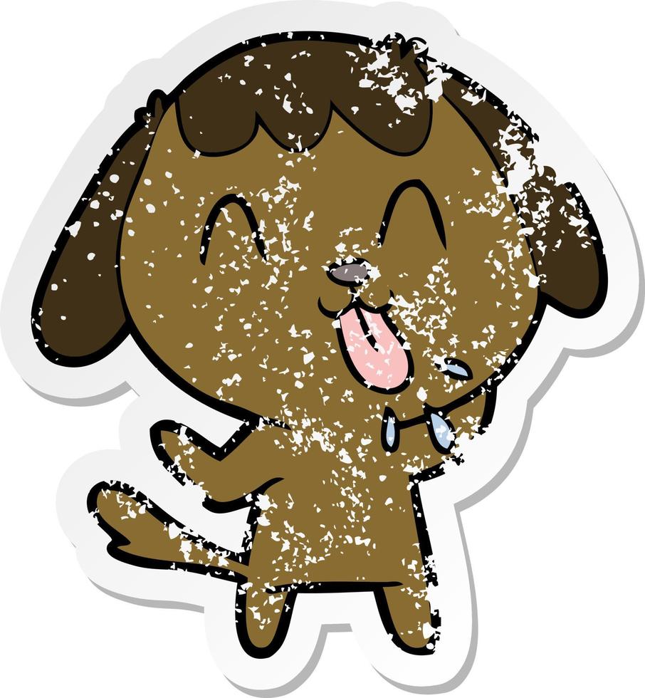 noodlijdende sticker van een schattige tekenfilmhond vector