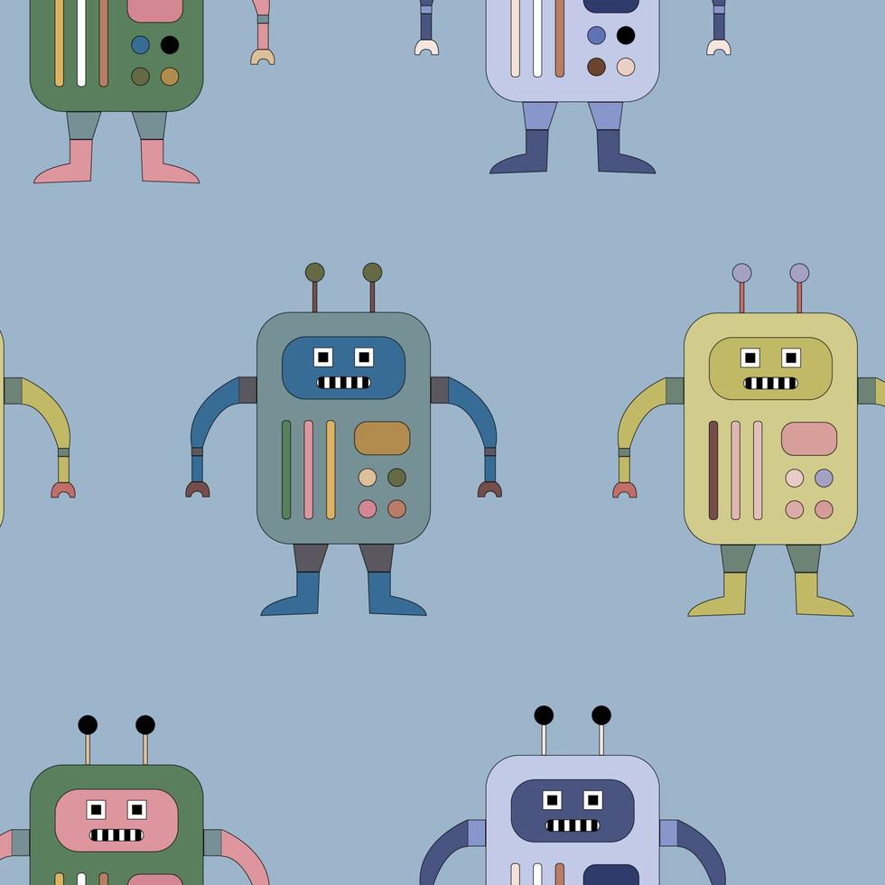 grappig patroon met robots. baby achtergrond. vector