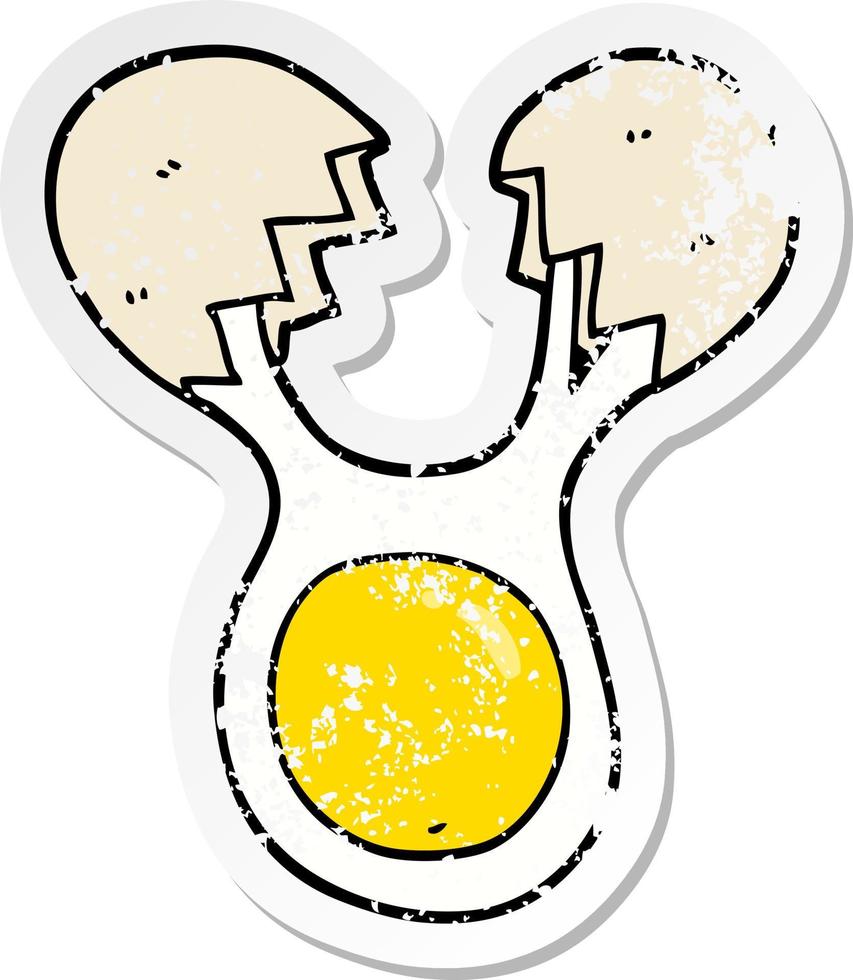 verontruste sticker van een cartoon gebarsten ei vector