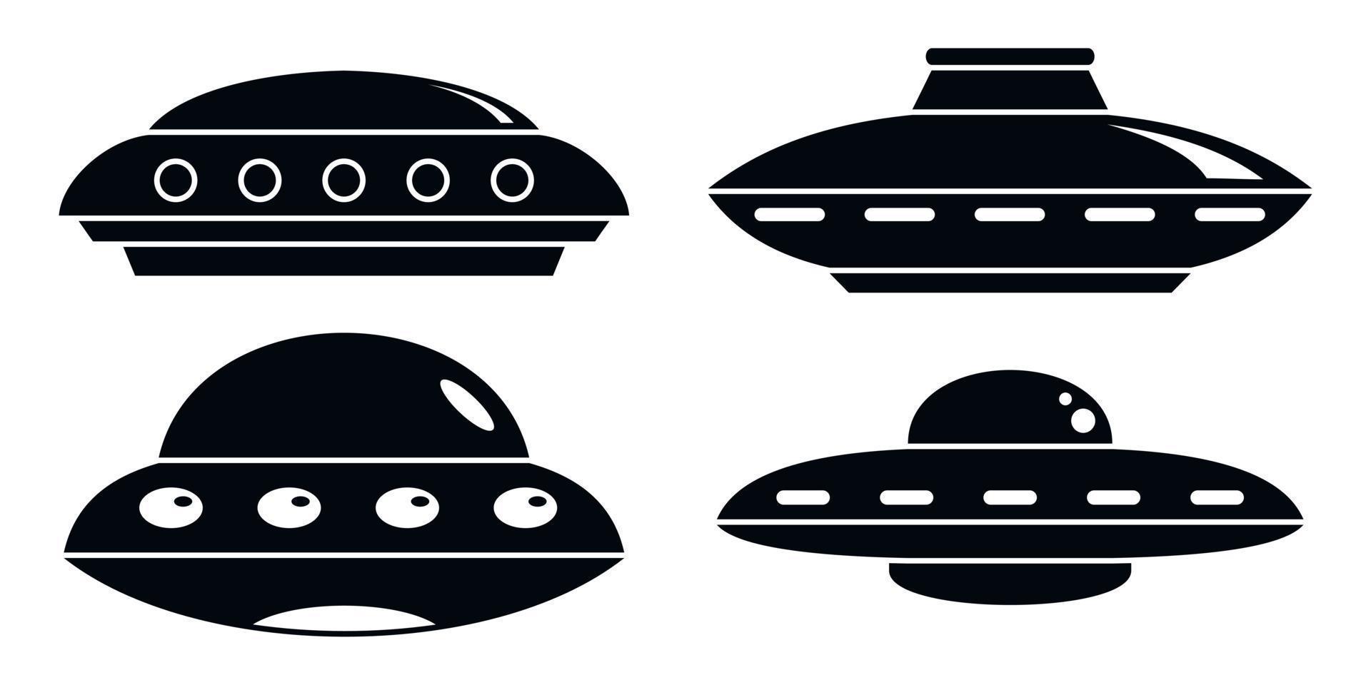 ufo schip pictogrammenset, eenvoudige stijl vector