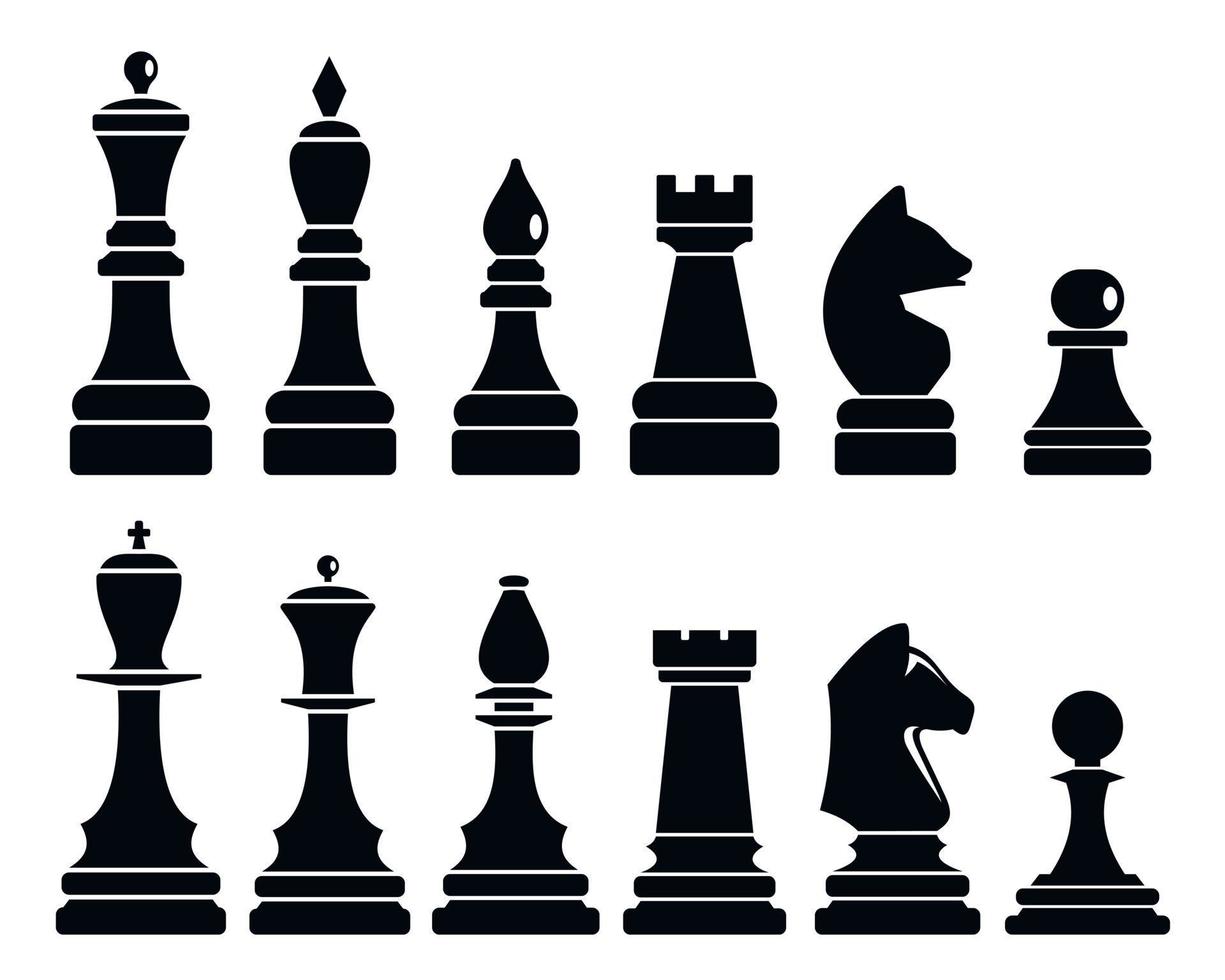 schaakspel pictogrammenset, eenvoudige stijl vector