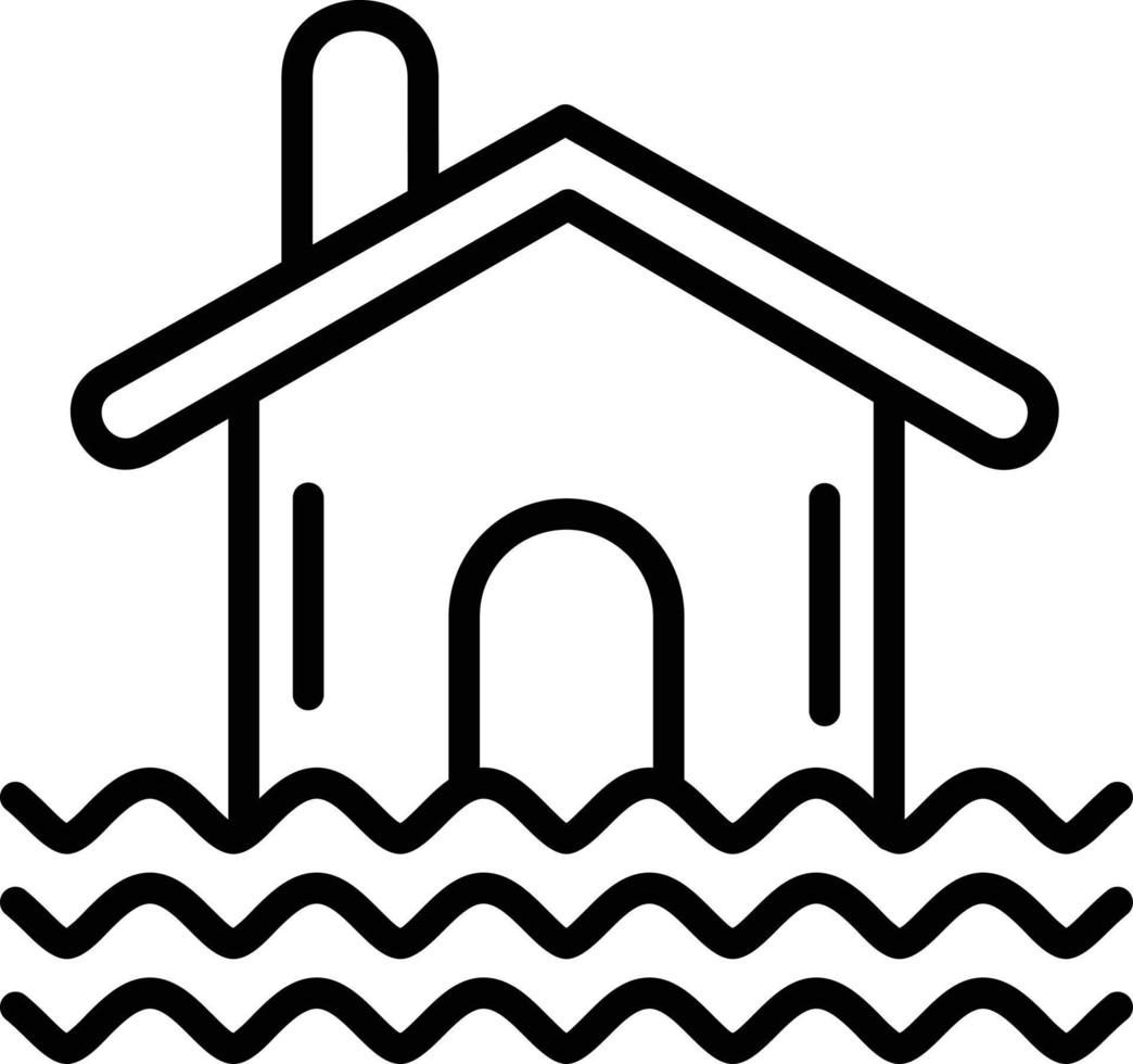 overstroomd huis lijn pictogram ontwerp vector