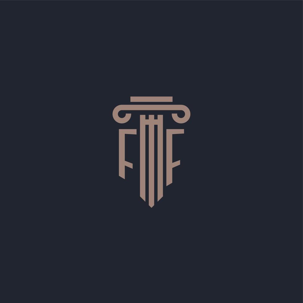ff initieel logo-monogram met ontwerp in pilaarstijl voor advocatenkantoor en justitiebedrijf vector