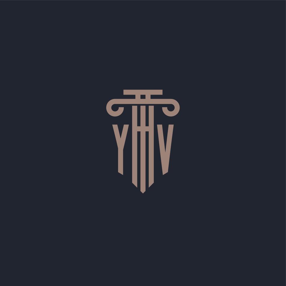 yv eerste logo-monogram met ontwerp in pilaarstijl voor advocatenkantoor en justitiebedrijf vector