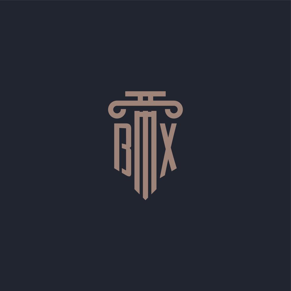 bx eerste logo-monogram met ontwerp in pilaarstijl voor advocatenkantoor en justitiebedrijf vector