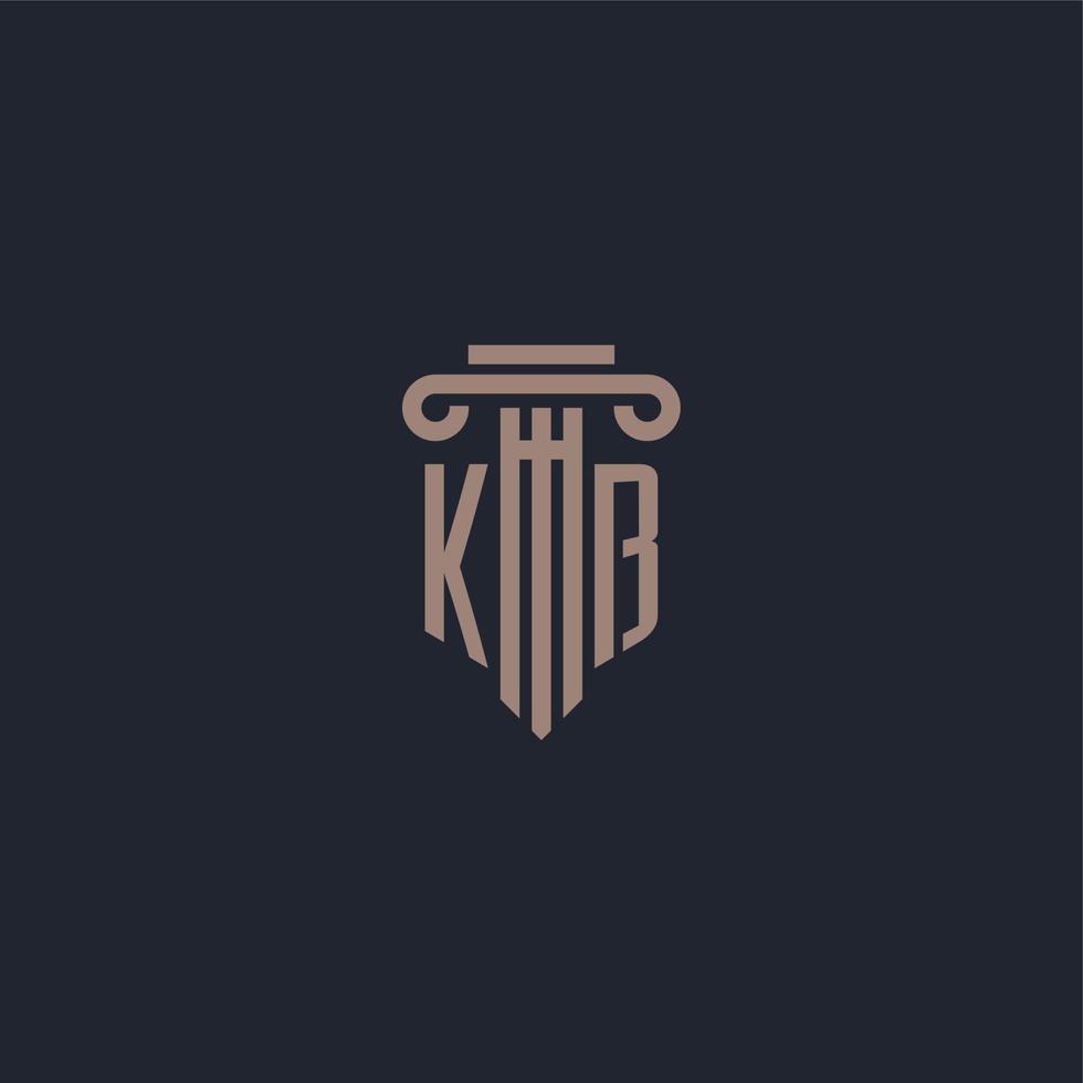 kb initieel logo-monogram met ontwerp in pilaarstijl voor advocatenkantoor en justitiebedrijf vector