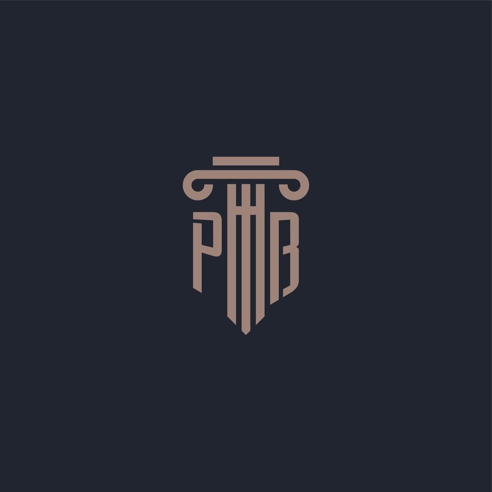 pb initieel logo-monogram met ontwerp in pilaarstijl voor advocatenkantoor en justitiebedrijf vector