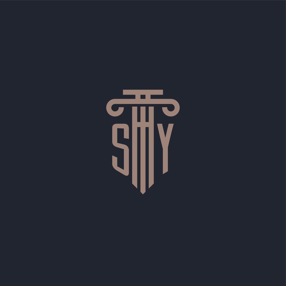 sy eerste logo-monogram met ontwerp in pilaarstijl voor advocatenkantoor en justitiebedrijf vector