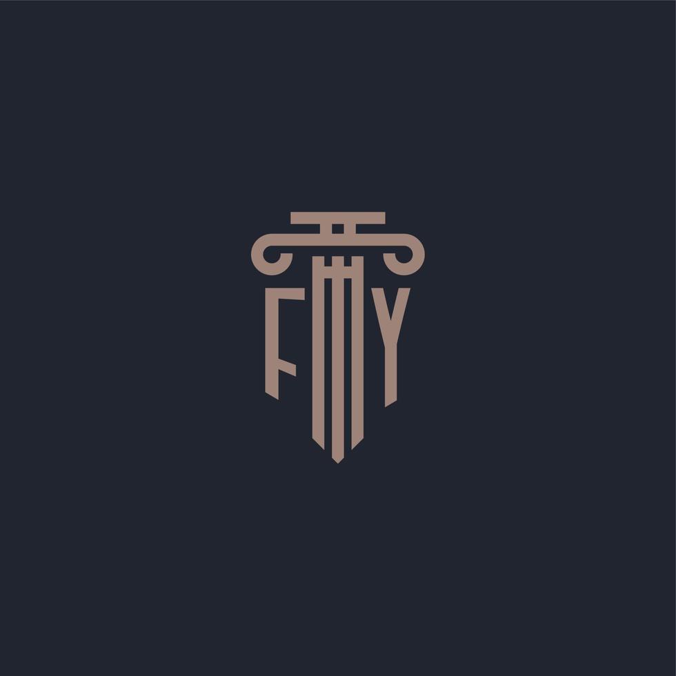 fy eerste logo-monogram met ontwerp in pilaarstijl voor advocatenkantoor en justitiebedrijf vector