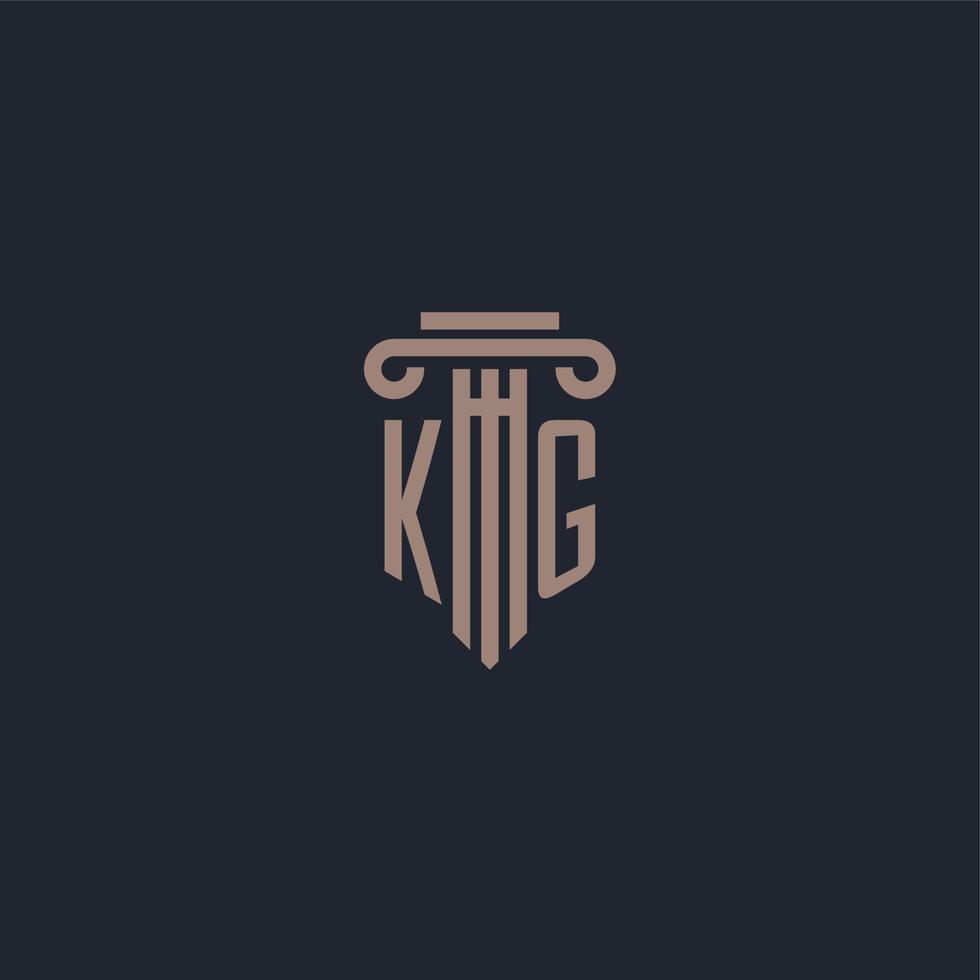 kg initieel logo-monogram met ontwerp in pilaarstijl voor advocatenkantoor en justitiebedrijf vector