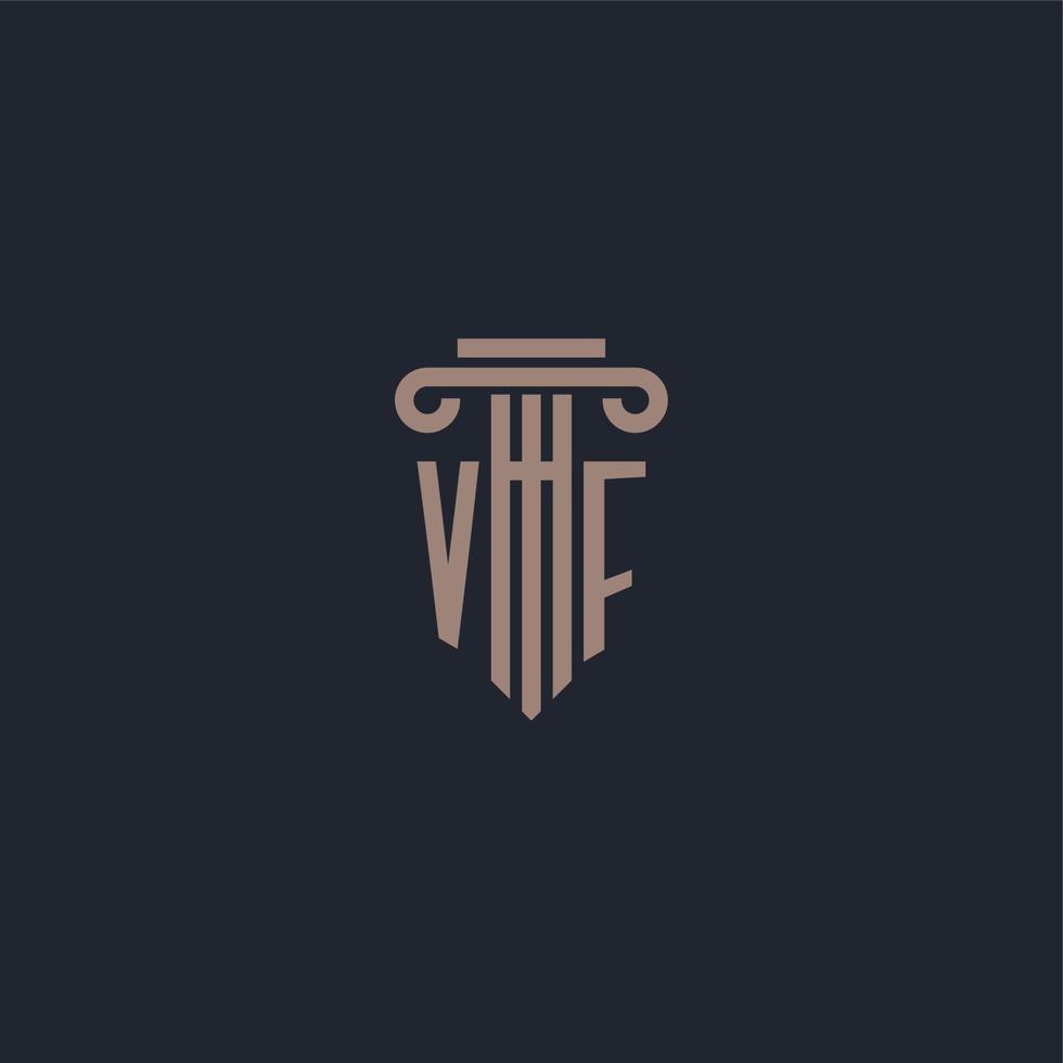 vf eerste logo-monogram met ontwerp in pilaarstijl voor advocatenkantoor en justitiebedrijf vector