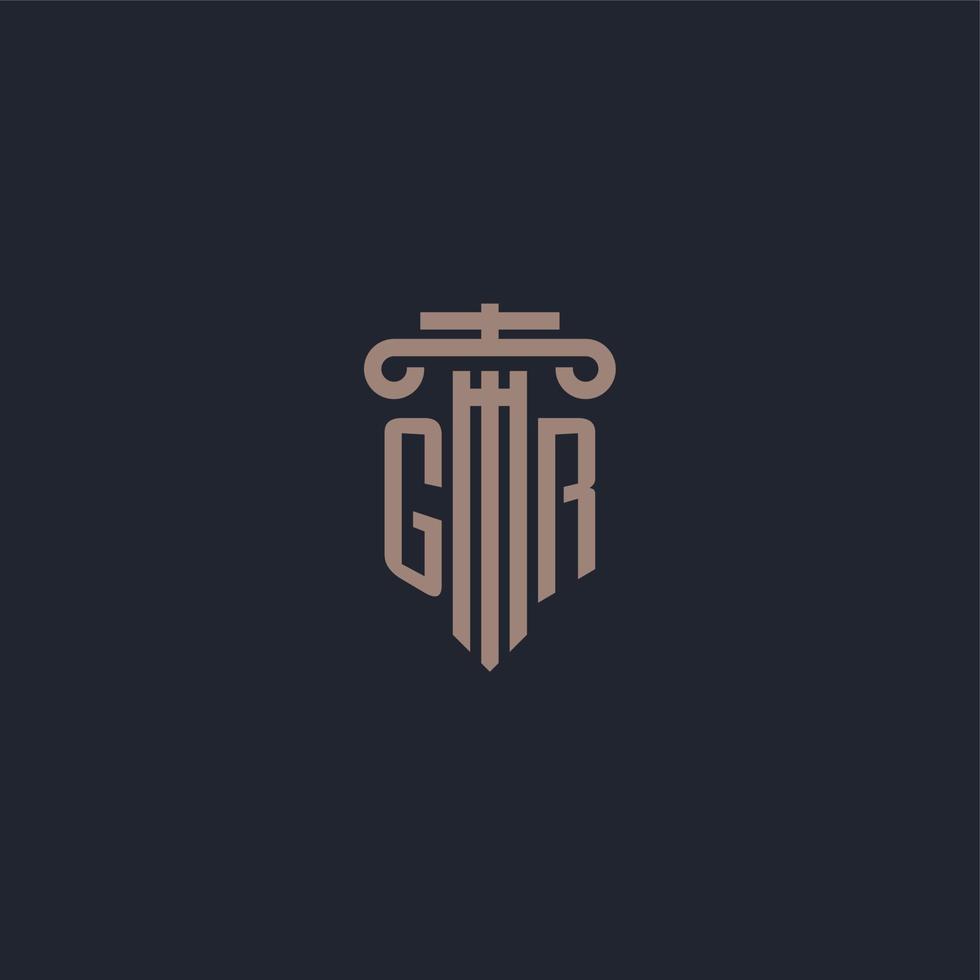 gr eerste logo-monogram met ontwerp in pilaarstijl voor advocatenkantoor en justitiebedrijf vector