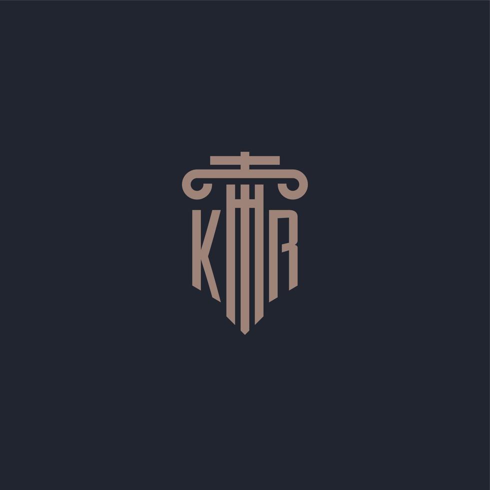 kr eerste logo-monogram met ontwerp in pilaarstijl voor advocatenkantoor en justitiebedrijf vector