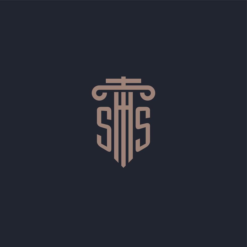 ss eerste logo-monogram met ontwerp in pilaarstijl voor advocatenkantoor en justitiebedrijf vector
