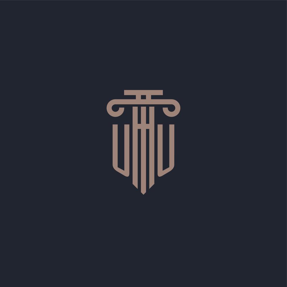 uu eerste logo-monogram met ontwerp in pilaarstijl voor advocatenkantoor en justitiebedrijf vector