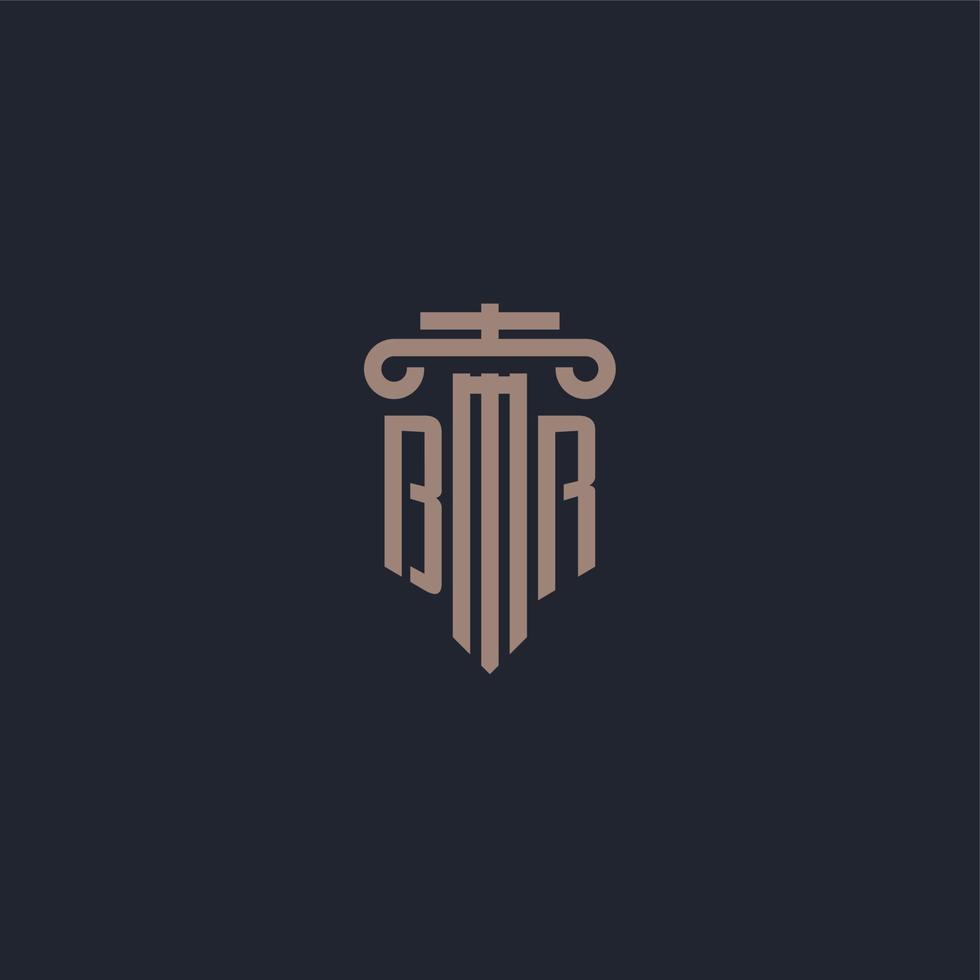 br eerste logo-monogram met ontwerp in pilaarstijl voor advocatenkantoor en justitiebedrijf vector