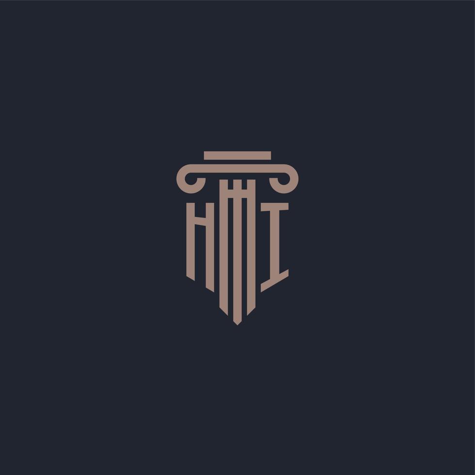 hallo eerste logo-monogram met ontwerp in pilaarstijl voor advocatenkantoor en justitiebedrijf vector