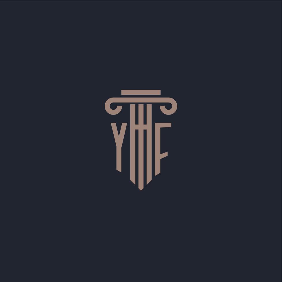 yf eerste logo-monogram met ontwerp in pilaarstijl voor advocatenkantoor en justitiebedrijf vector