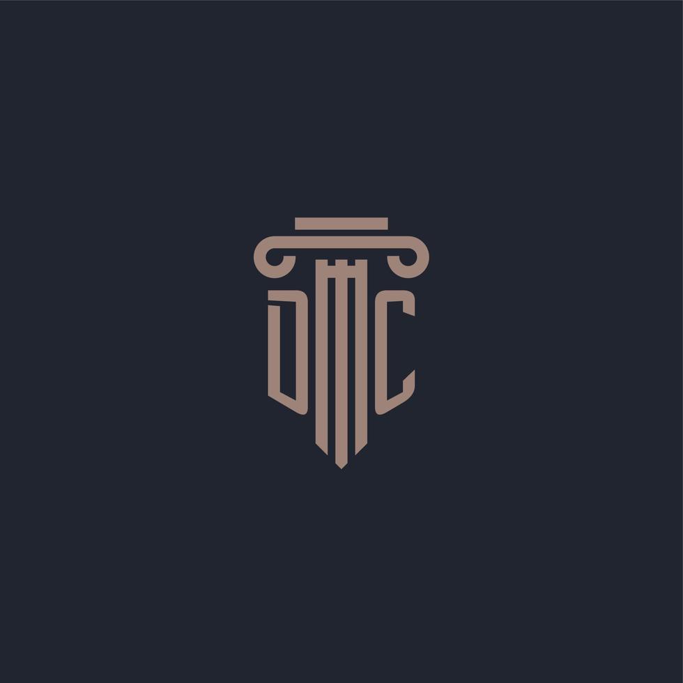 dc eerste logo-monogram met ontwerp in pilaarstijl voor advocatenkantoor en justitiebedrijf vector