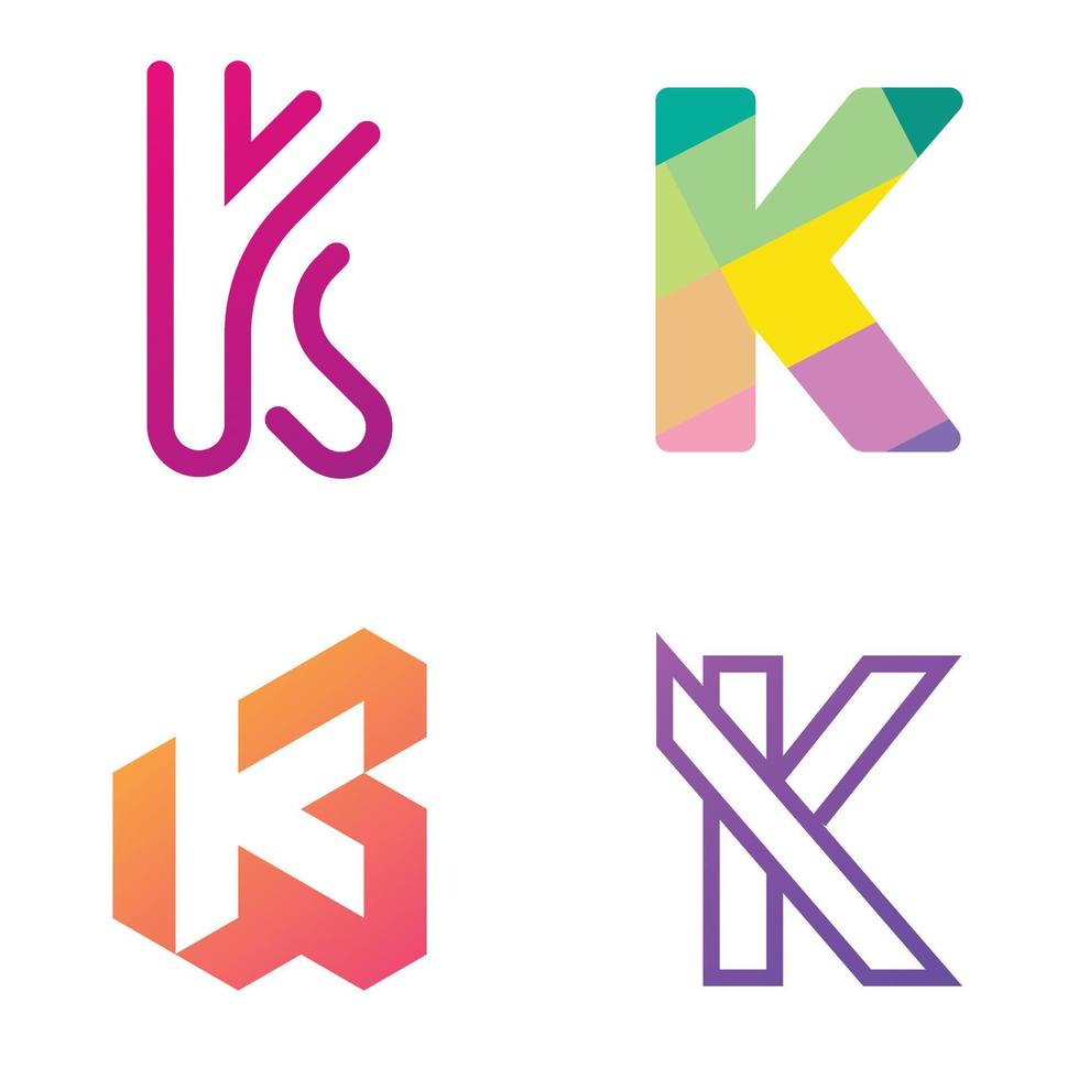 k brief instellen logo ontwerp pictogram vector