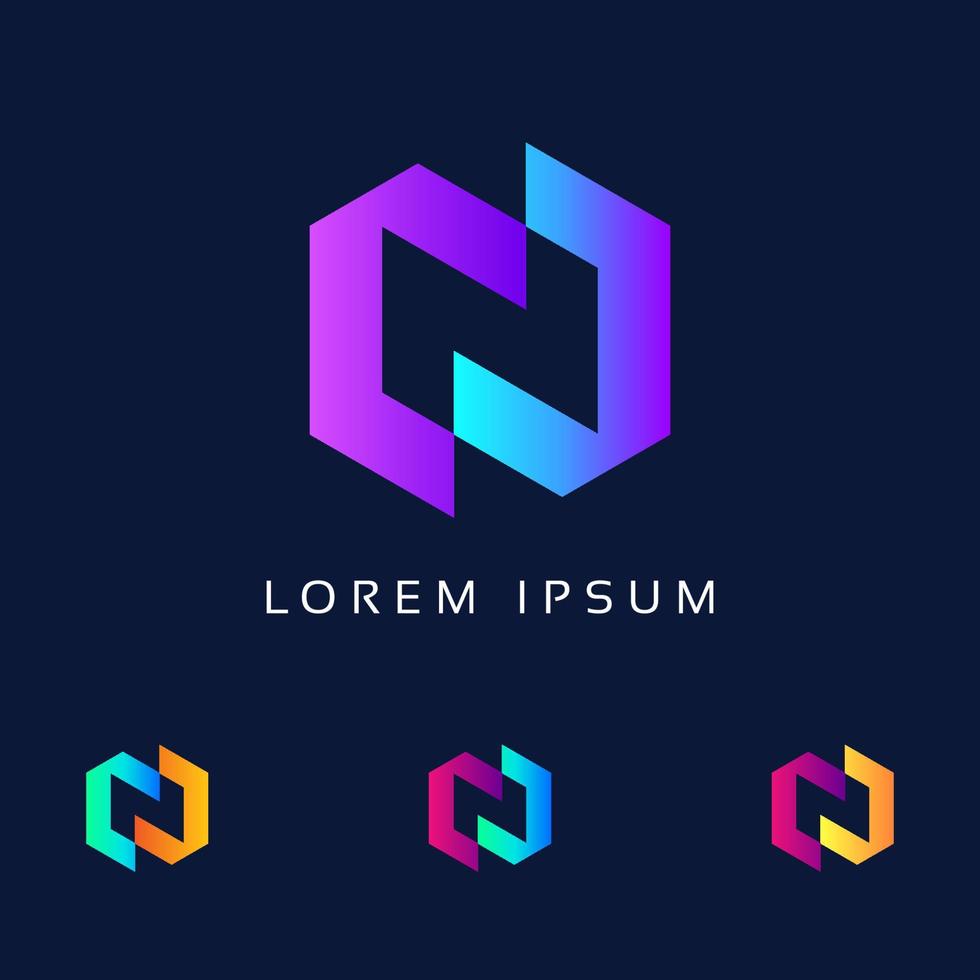 letter n logo pictogram ontwerp sjabloon elementen kleurrijk grafisch typografie vector