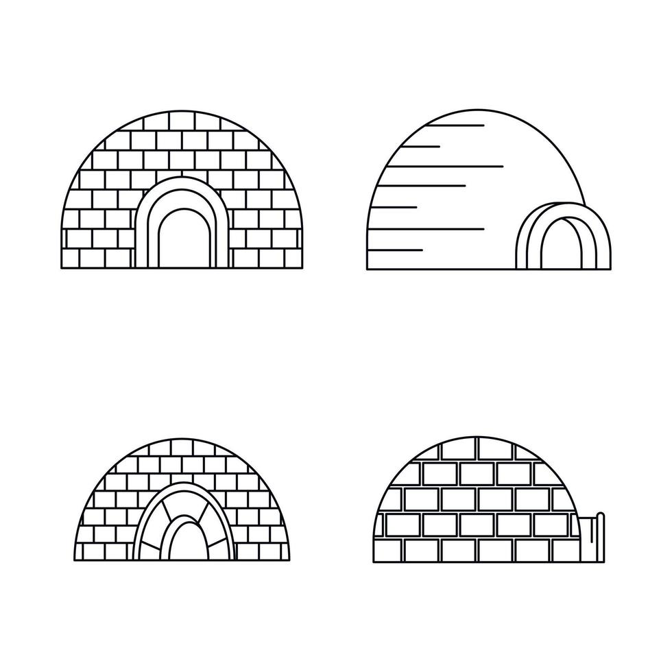 arctische iglo pictogrammenset, Kaderstijl vector