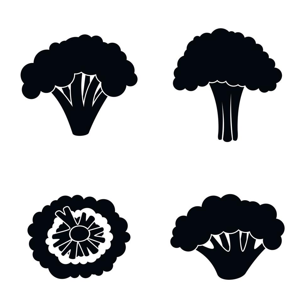 boerderij broccoli pictogrammenset, eenvoudige stijl vector