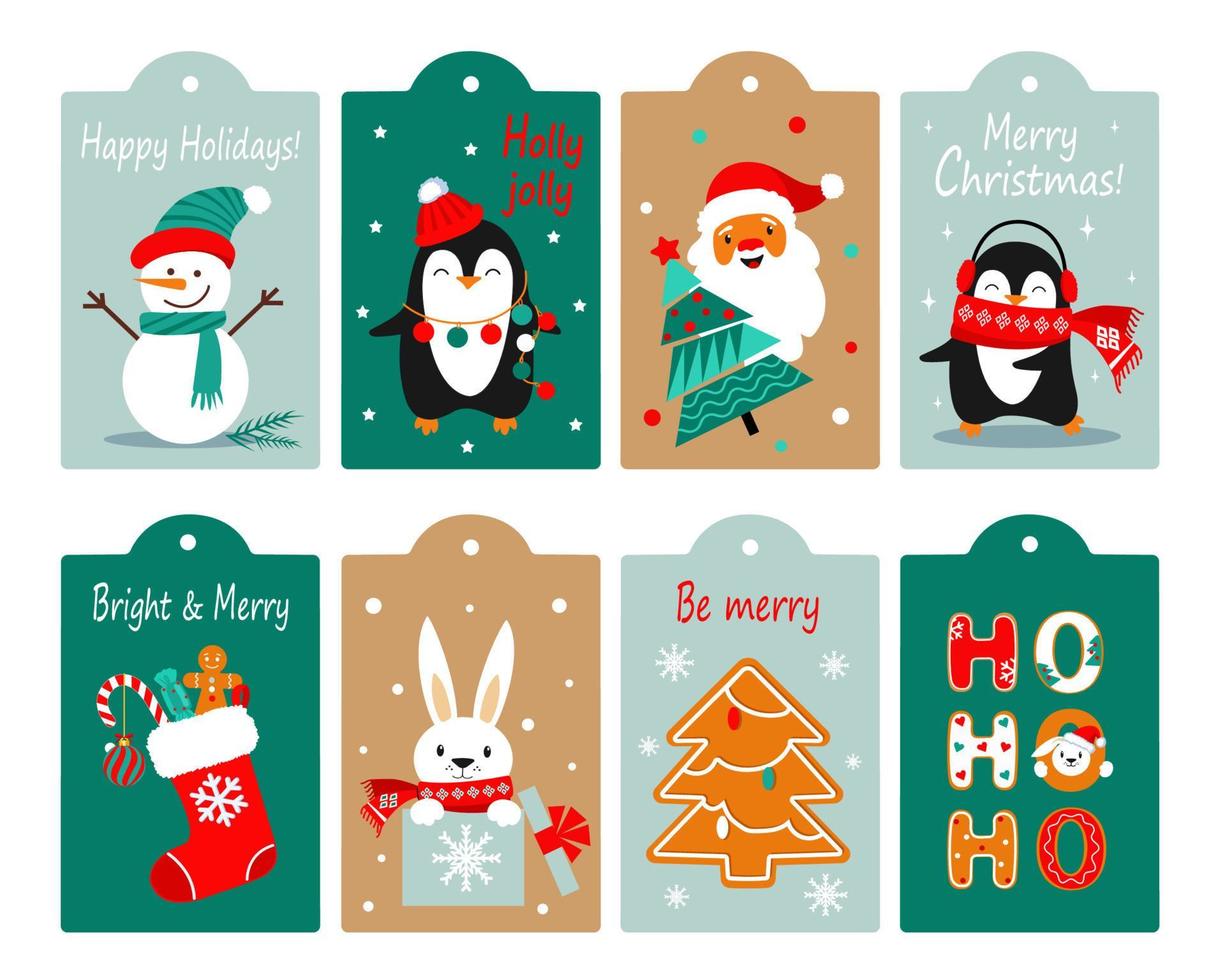 set van vectorillustratie van kerstcadeau labels vector