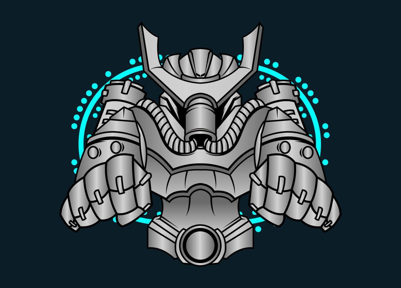 moderne vectorillustratie van robotachtige mecha soldaat halve kogelvrije vesten. titanium metaalkleur. trendontwerp. vectoreps 10. voor gamekaart, symbool van mascotte. vector