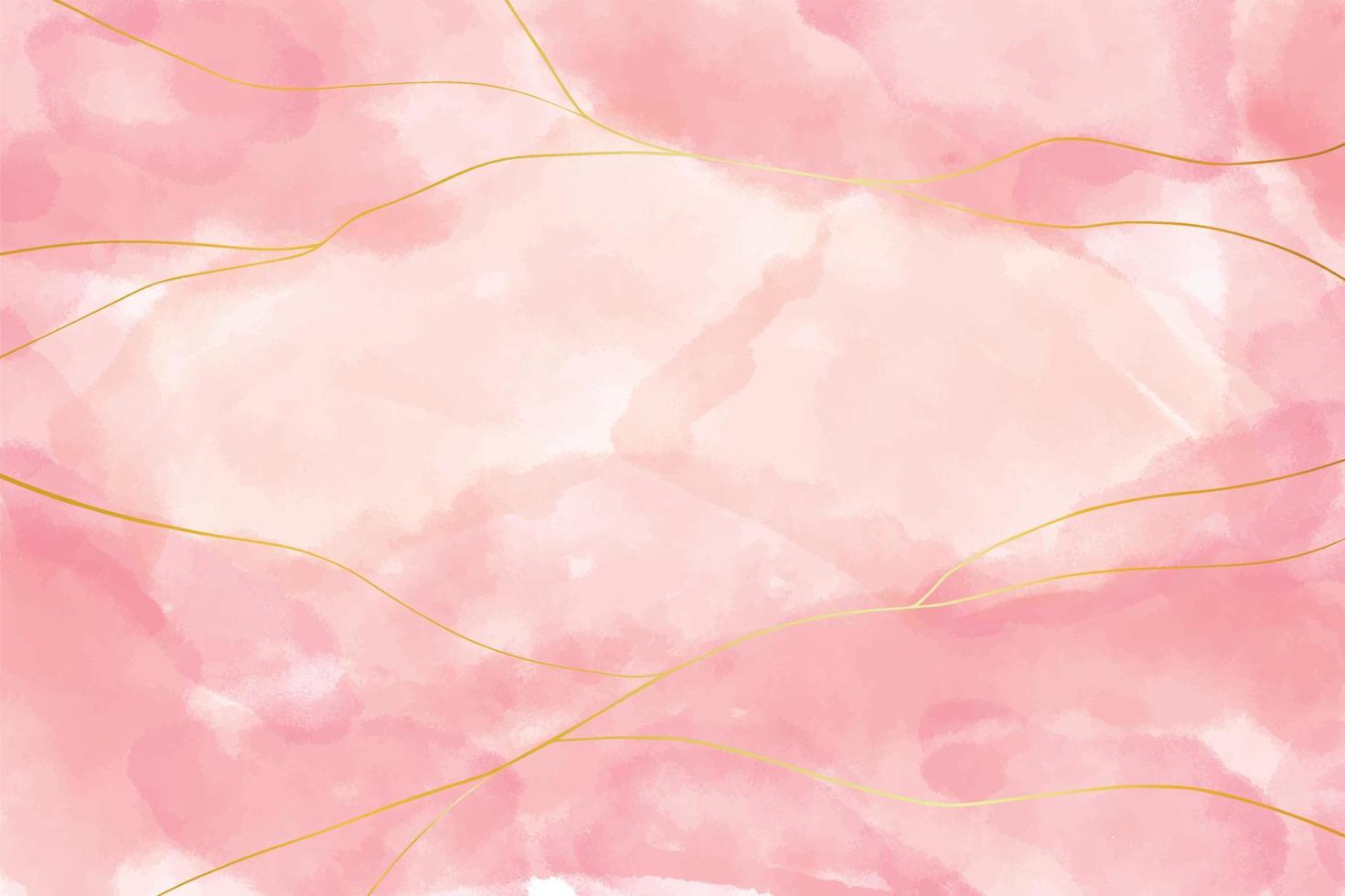 roze aquarelachtergrond met gouden lijnen vector