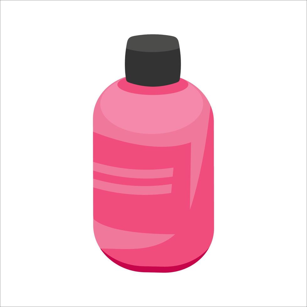gel, schuim, vloeibare zeep. dispenser pomp plastic fles. Krabbel pictogram op witte achtergrond. roze op witte afbeelding vector