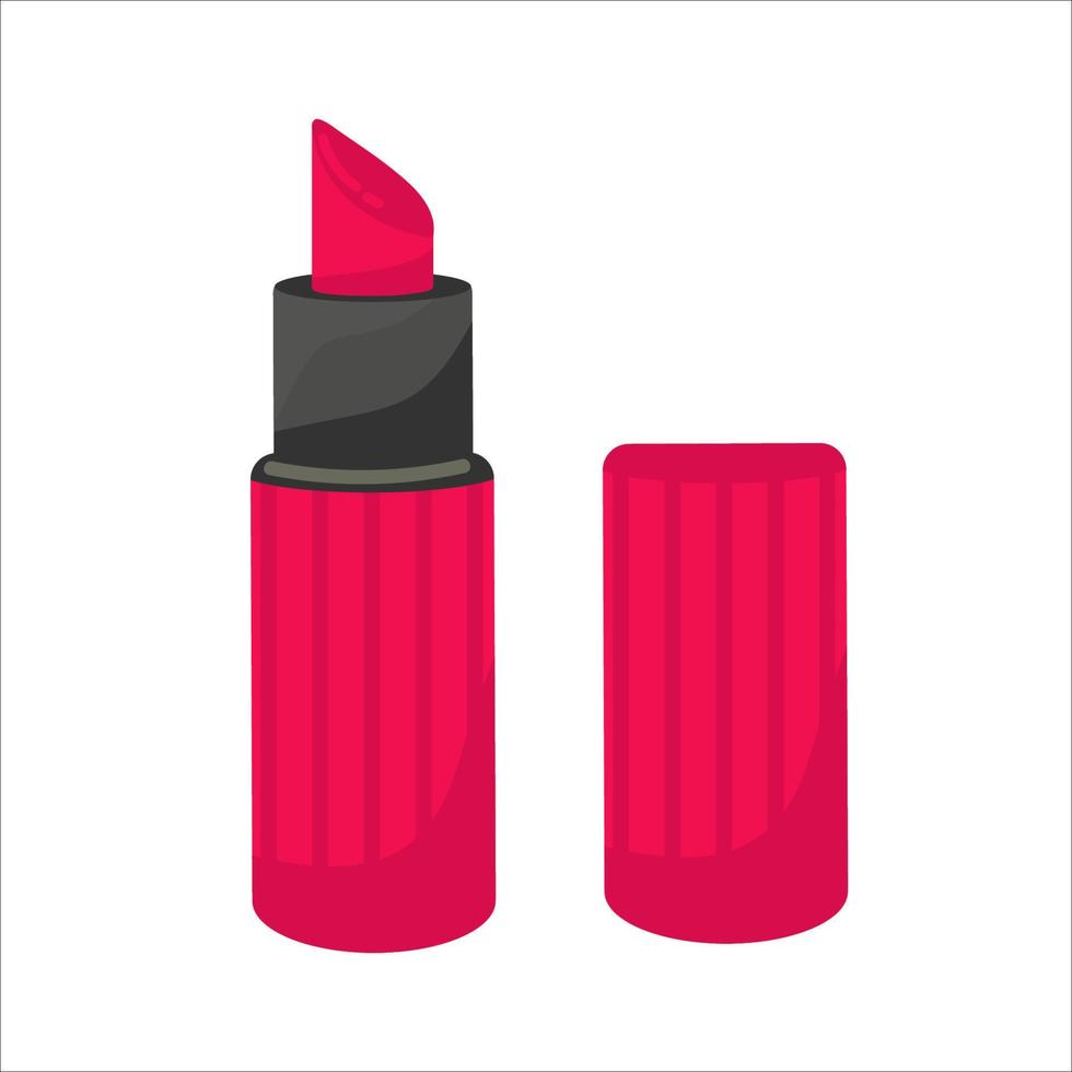 lippenstift platte pictogram geïsoleerd op wit. schoonheidsverzorging teken, illustratie van make-up. logo voor cosmetica winkel. vectorillustratie. vector