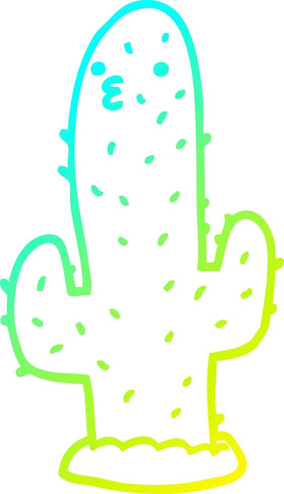 koude gradiënt lijntekening cartoon cactus vector