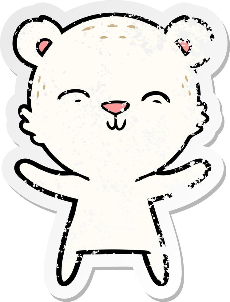 noodlijdende sticker van een happy cartoon ijsbeer vector