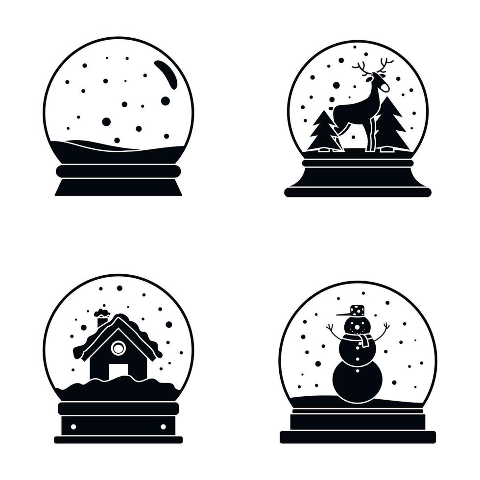 sneeuwbol bal kerst iconen set, eenvoudige stijl vector