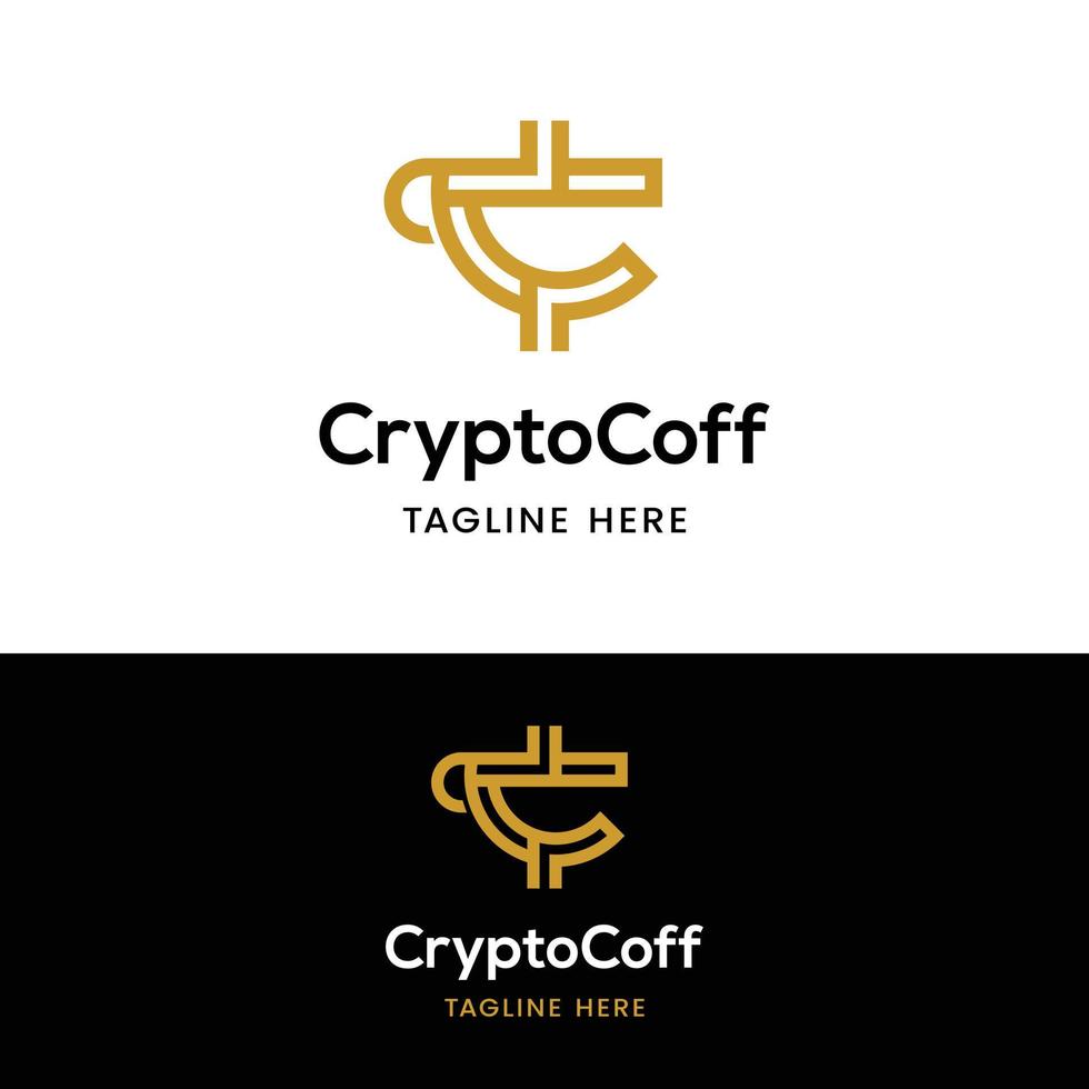 letter eerste c crypto koffiekopje logo sjabloon vector