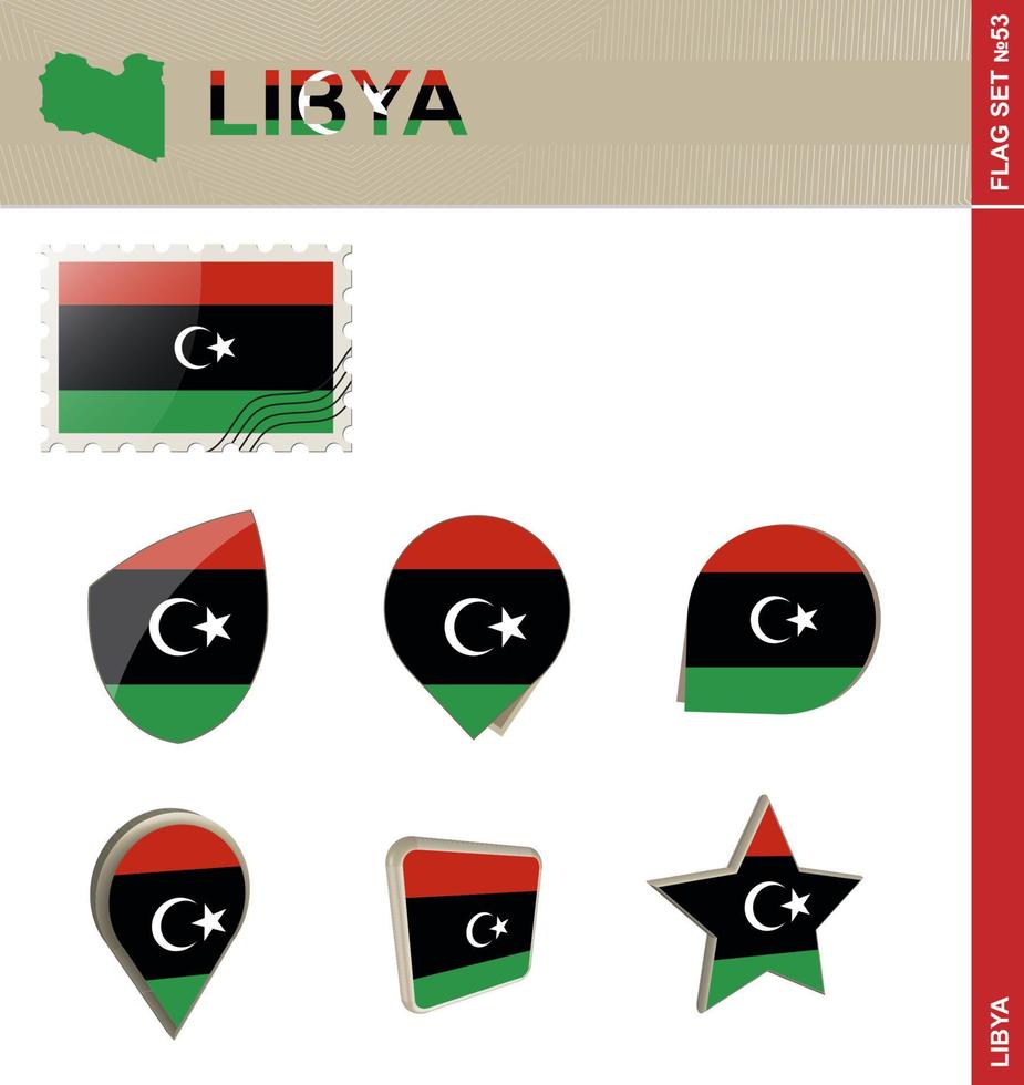 Libië vlag set, vlag set vector