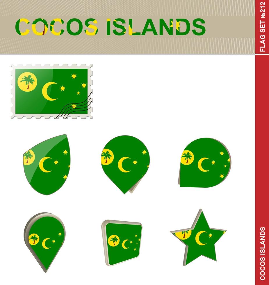 cocos eilanden vlag set, vlag set vector