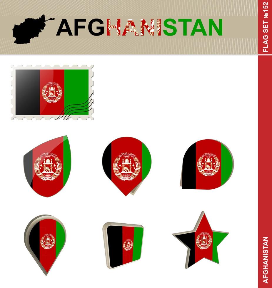 vlag van afghanistan, vlaggenset vector